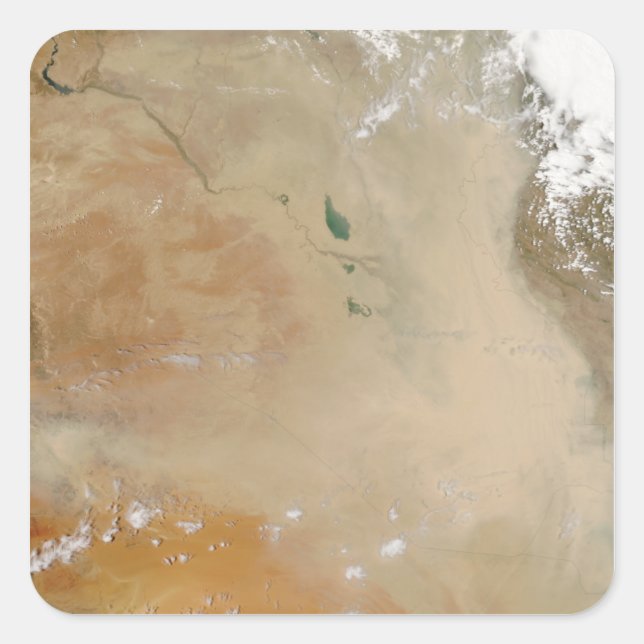 Sticker Carré Tempête de poussière au Moyen-Orient (Devant)