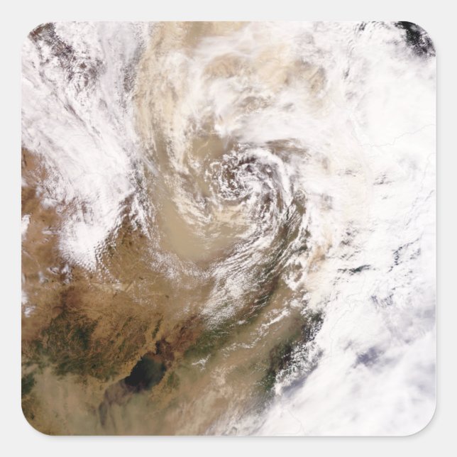 Sticker Carré Tempête de poussière dans le nord de la Chine (Devant)
