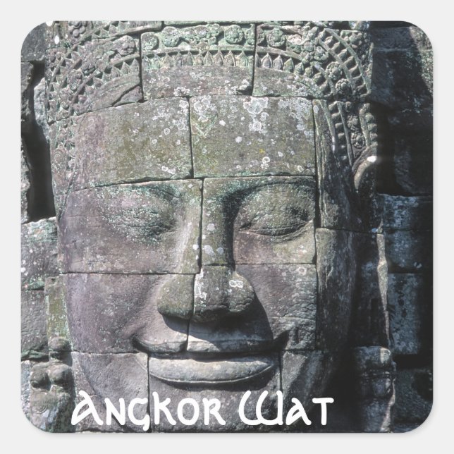Sticker Carré Temple Bayon à Angkor Wat - Cambodge (Devant)
