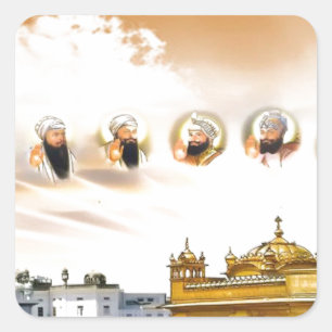 STICKER CARRÉ TEMPLE D'OR AVEC LE SIKH GURUS