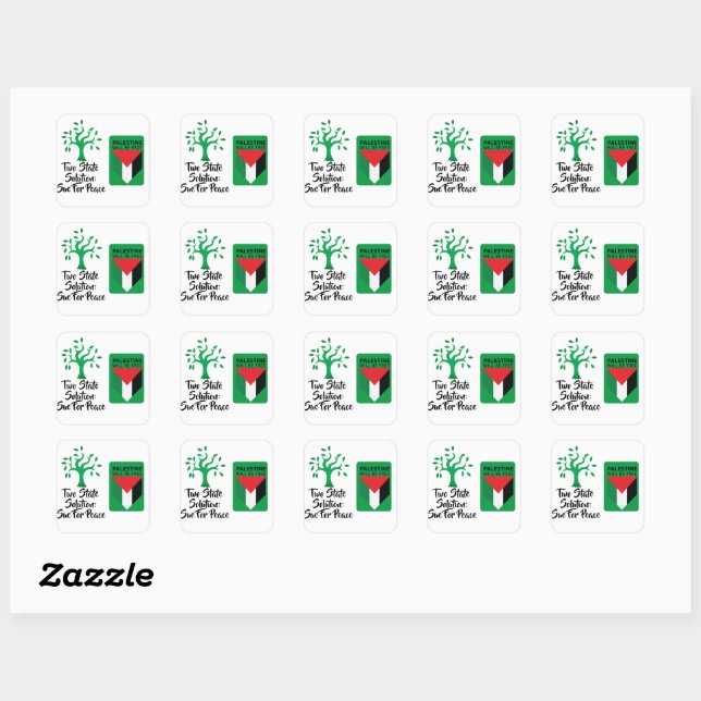 Sticker Carré Tenez-vous avec la Palestine, le drapeau et l'oliv (Feuille)