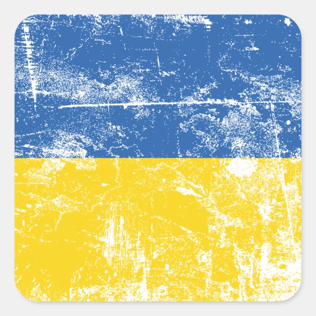 Sticker Carré Tenez-vous avec l'Ukraine, envahie par la Russie 2 (Devant)