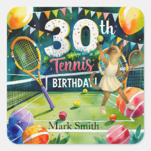 Sticker Carré Tennis 30e anniversaire pour les Amoureux de les c