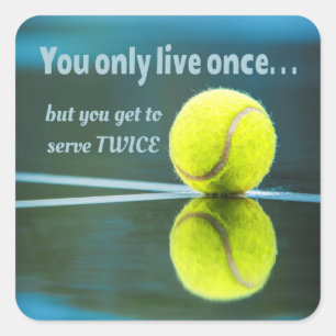 Sticker Carré Tennis en direct une fois sept fois, Tennis Ball, 