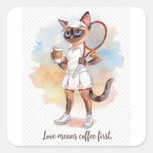 Sticker Carré Tennis Funny Dire pour les Amoureux de les chats