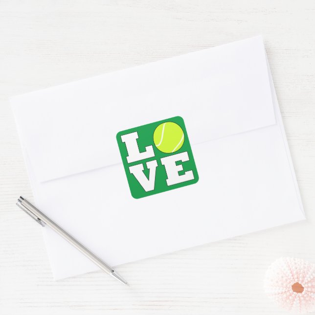Sticker Carré Tennis LOVE Sports Joueur Team Party (Enveloppe)