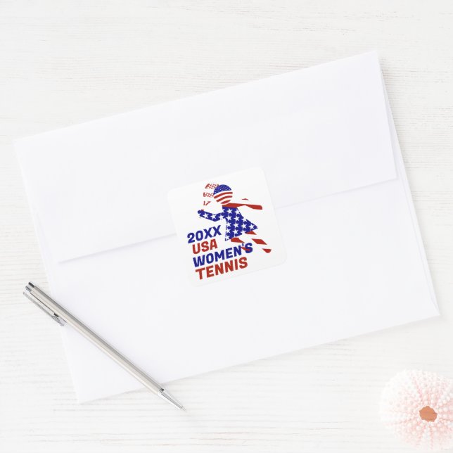 Sticker Carré TENNIS POUR FEMMES Patriotiques (Enveloppe)