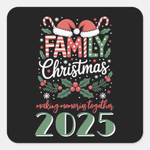 Sticker Carré Tenue de Noël assortie pour Noël en famille 2025