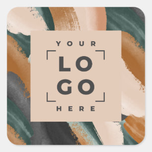 Sticker Carré Terracotta, vert abstrait peint minimaliste modern