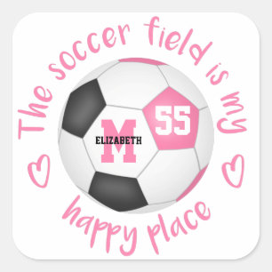 Sticker Carré terrain de football noir rose girly est mon endroi