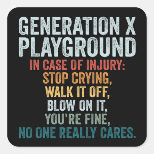 Sticker Carré Terrain de jeu Generation X en cas de blessure Cad