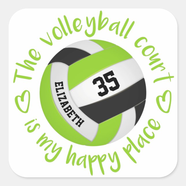 Sticker Carré terrain de volley-ball noir de chaux mignon mon en (Devant)