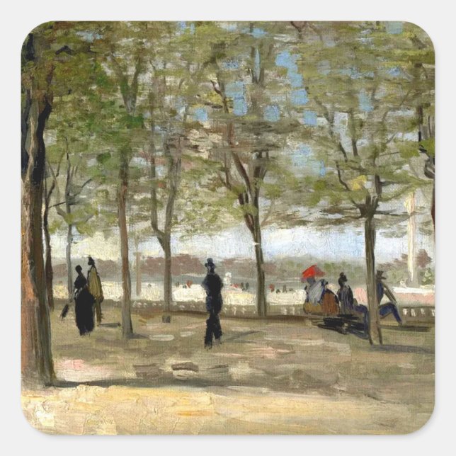 Sticker Carré Terrasse dans les jardins du Luxembourg (1886) Art (Devant)