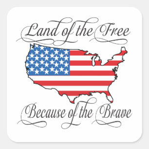 Sticker Carré Terre du libre en raison des USA patriotiques