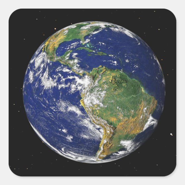 Sticker Carré Terre entière montrant l'Amérique du Sud 2 (Devant)
