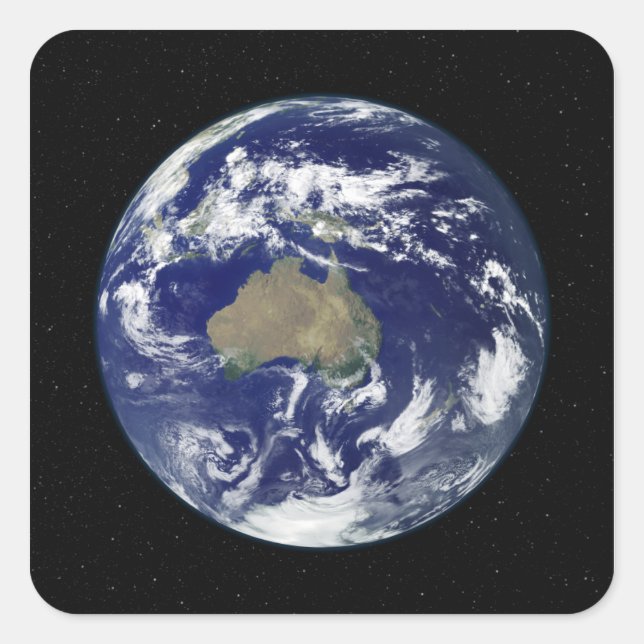 Sticker Carré Terre entièrement éclairée centrée sur l'Australie (Devant)