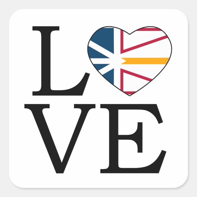 Sticker Carré Terre-Neuve Drapeau Love Word Art (Devant)