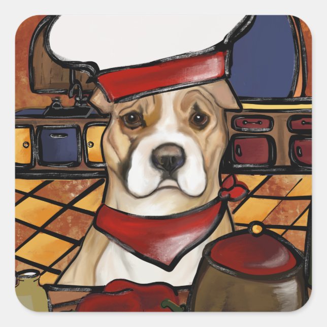 STICKER CARRÉ TERRIER AMÉRICAIN DU STAFFORDSHIRE (Devant)