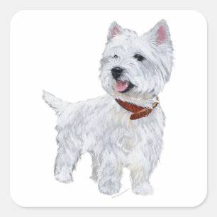 Sticker Carré Terrier Blanc de West Highland