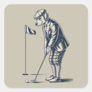 Sticker Carré Terrier de Boston Golf Vintage Chien de Golf Mère 