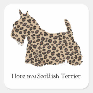 Sticker Carré Terrier Écossais Impression Guépard