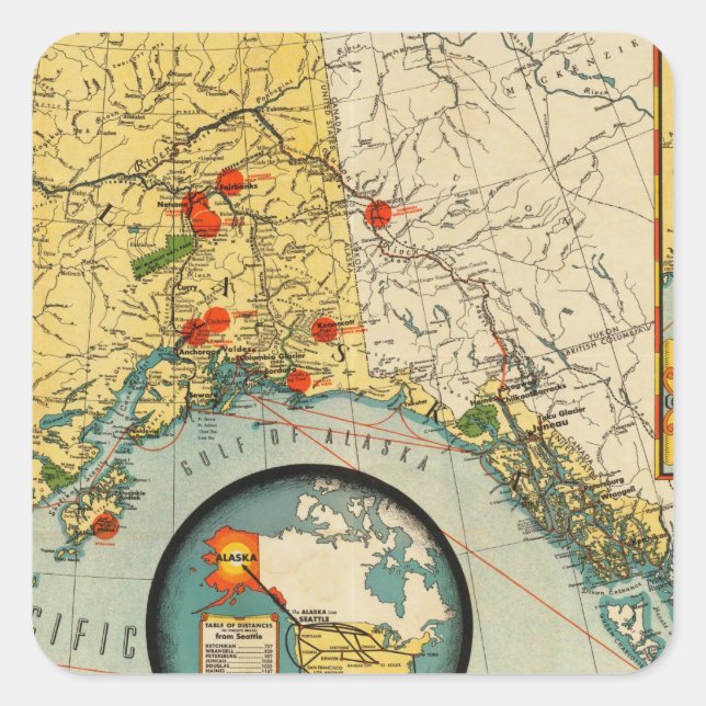 Sticker Carré Territoire de l'Alaska (Devant)