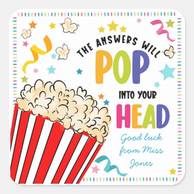 Sticker Carré test chance traiter classe professeur réponse pop (Devant)