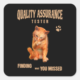 Sticker Carré Testeur QA Humour de chat