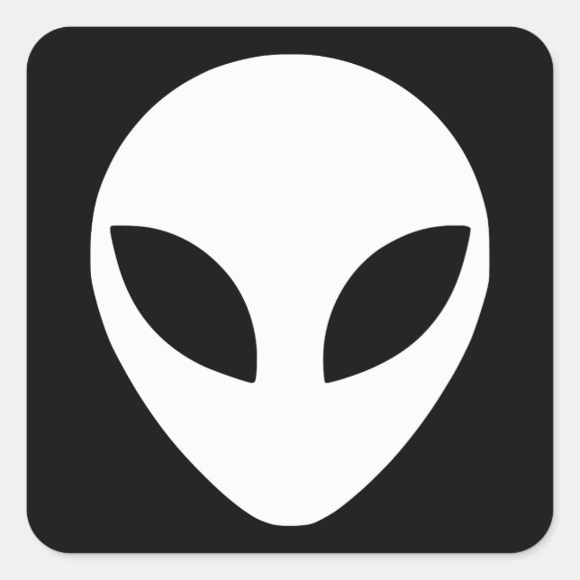 Sticker Carré Tête d'Alien noir et blanc (Devant)