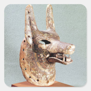 Sticker Carré Tête d'Anubis, avec une mâchoire articulée