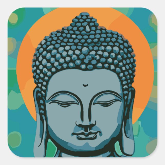 Sticker Carré Tête de bouddha zen (Devant)