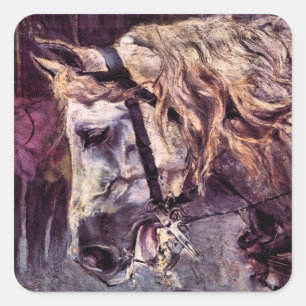 Sticker Carré Tête de cheval par Giovanni Boldini, Art ancien