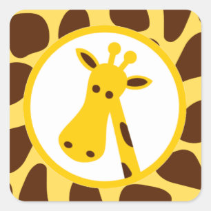 Sticker Carré Tête de girafe Brown et jaune