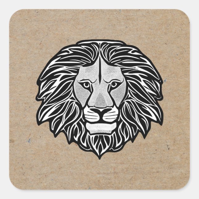 Sticker Carré Tête de lion (Devant)