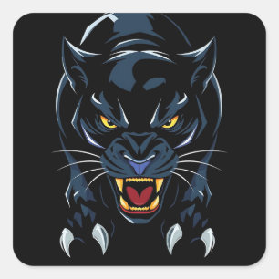 Sticker Carré Tête de panthère noire