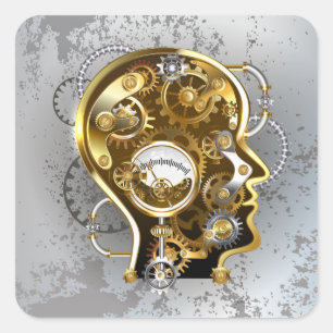 Sticker Carré Tête de Steampunk avec manomètre