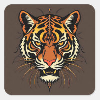 🐅 Tête de Tigre Tribal Motif Animé Gras Art 🐅