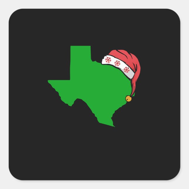 Sticker Carré Texas Christmas mignon cadeau de Noël Green US Sta (Devant)