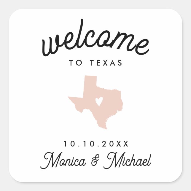 Sticker Carré TEXAS Destination Mariage N'IMPORTE QUELLE COULEUR (Devant)