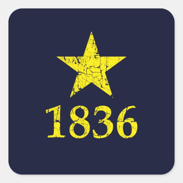 Sticker Carré Texas, Drapeau Historique Burnet Star, Distressed (Devant)