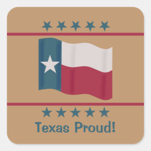 Sticker Carré Texas Fière étoile solitaire drapeau rouge blanc b