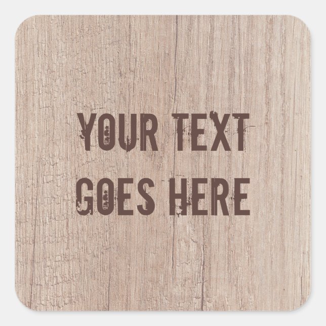 Sticker Carré Texte Brown en bois sur mesure (Devant)