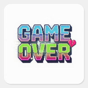 Sticker Carré Texte de fin de partie de jeu vidéo rétro arcade