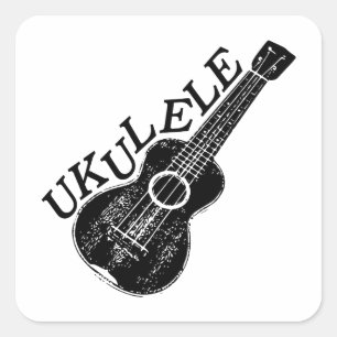 Sticker Carré Texte Et Image Ukulele