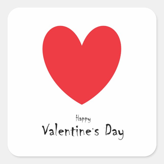 Sticker Carré Texte Heureuse Sainte-Valentin avec coeur rouge (Devant)