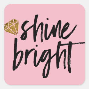 Sticker Carré Texte lumineux d'éclat graphique avec le diamant