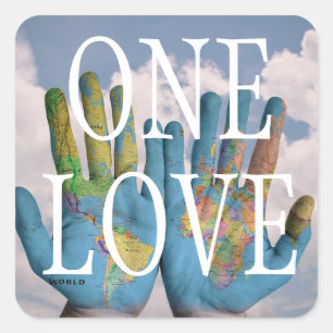 Sticker Carré Texte personnalisé Carte du monde de la paix à l