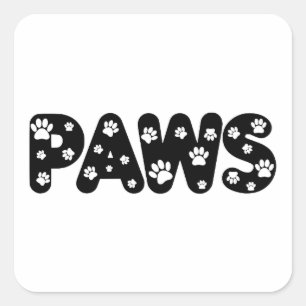 Sticker Carré Texte personnalisé des pattes de chien