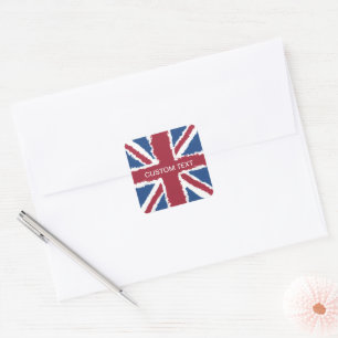 Sticker Carré Texte personnalisé Union Jack Drapeau Art par Heva