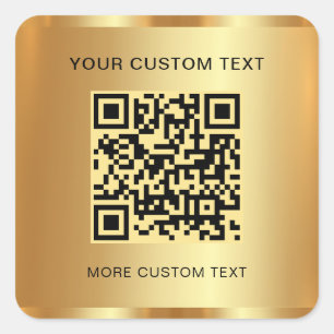 Sticker Carré Texte QR Code personnalisé Modèle Gold Look Scanna